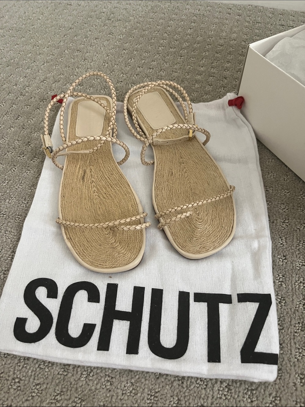 SCHUTZ Beige Braided Rope Strap Sandals